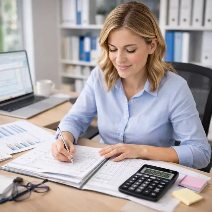 An accountant working with financial records