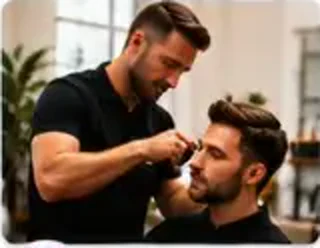 Hairdresser serving a client