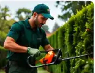 Landscaper maintaining a garden
